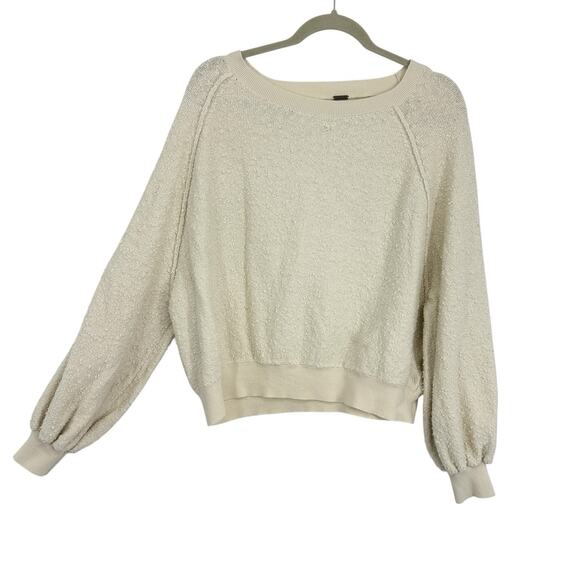 Free People Found My Friend Pullover Sweater size Small Ivory Boucle Knit - Picture 1 of 10